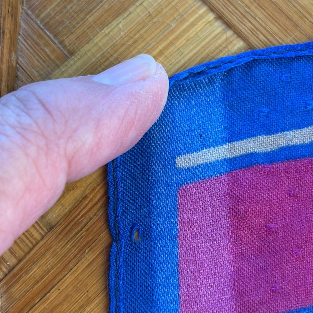 Vintage silk striped scarf cobalt blue - Picture 5 of 9